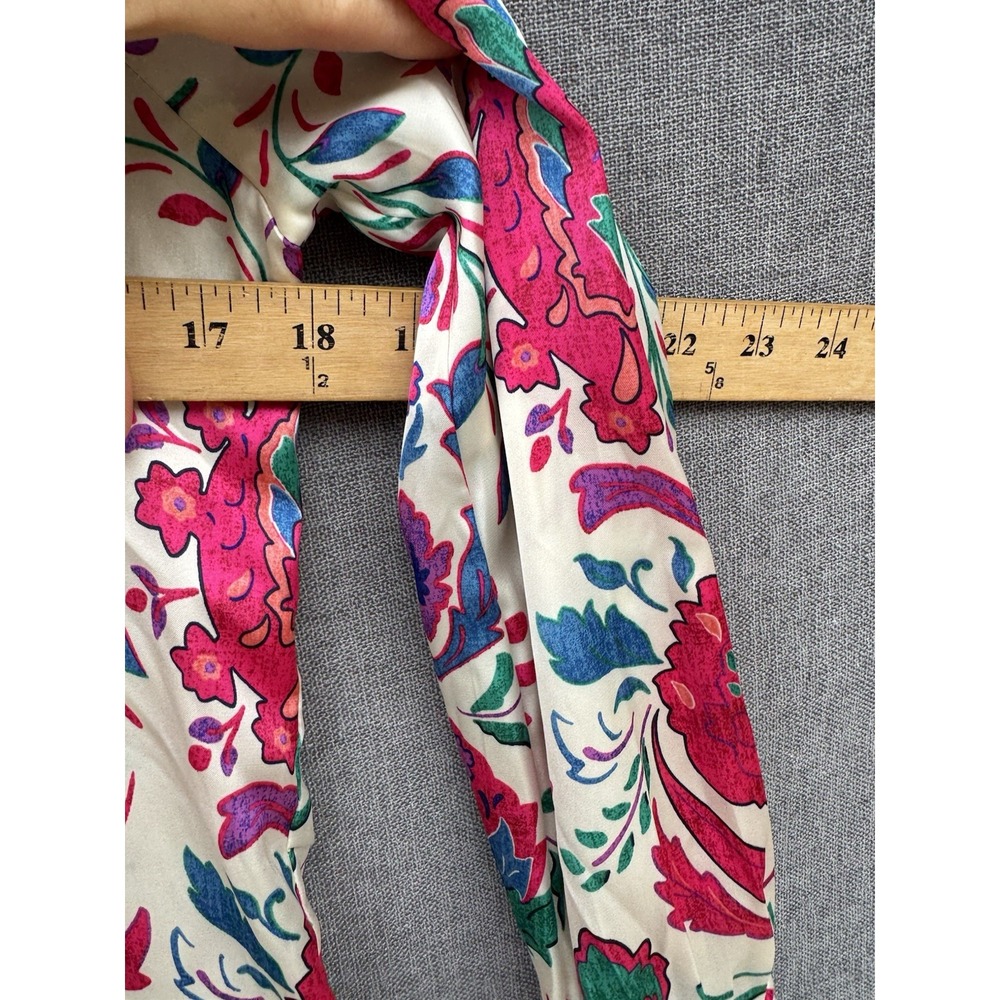 Zara Floral Satin Button Down Long Sleeve Blouse Small Preppy Boho Pink - Picture 6 of 7